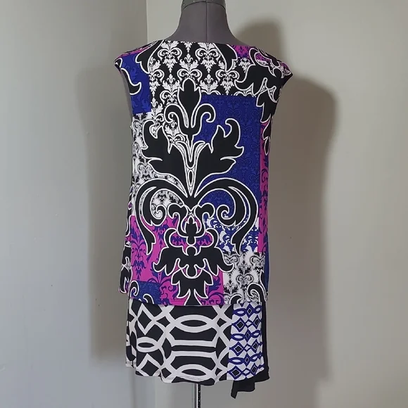 SZ4 Joseph Ribkoff Multicolor Patterned Mini Dress Style Tunic - Picture 7 of 10